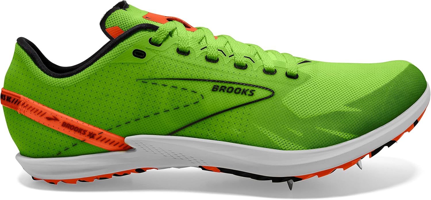 Brooks Draft XC Spikeless Supportive Cross-Country Running Shoe 8.5 Women/7 Men Green Gecko/Red Orange/White